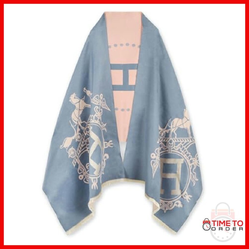 Large Silky Cashmere Pashmina Shawl Wrap Reversible Poncho Cape Blanket - Picture 2 of 8